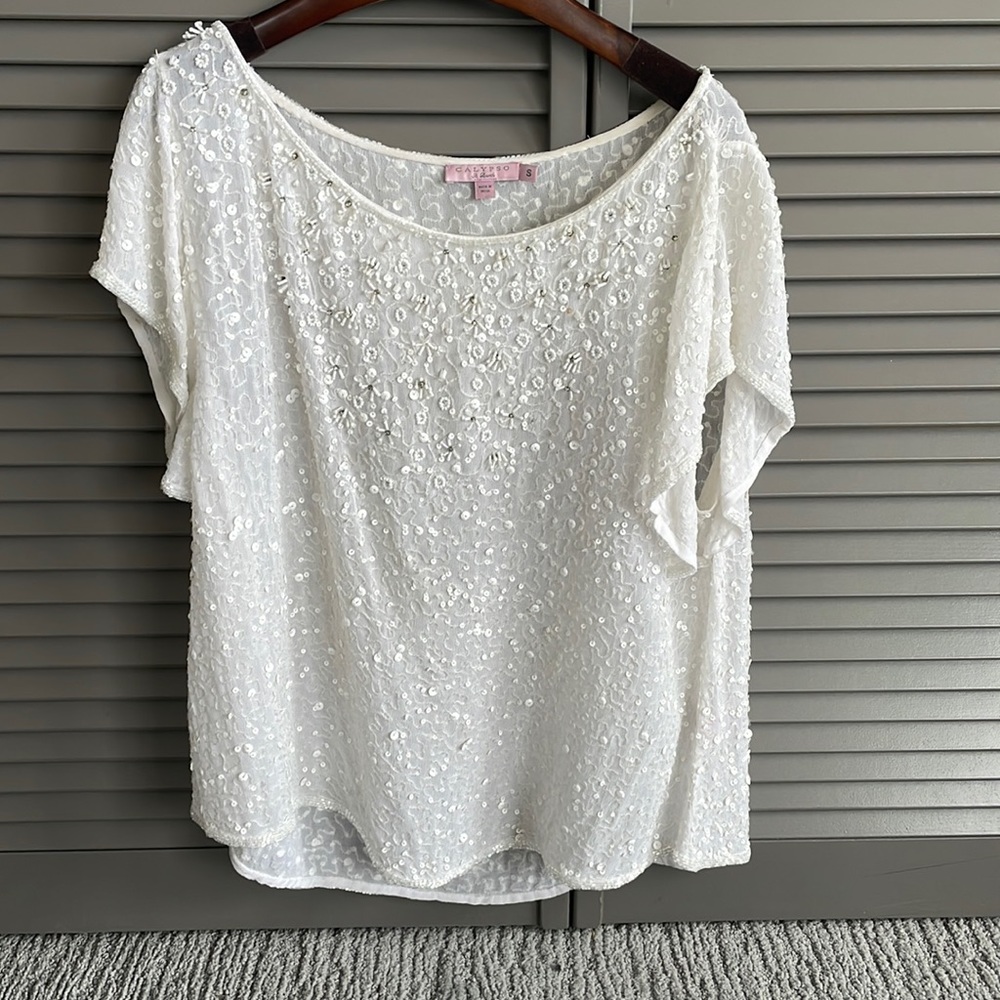 Calypso Embellished Sequin Top Size Small - image 1